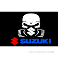 yellow suzuki banner white suzuki flag 90x150cm Suzuki Motorcycle Rider Biker skull Flag For Decoration